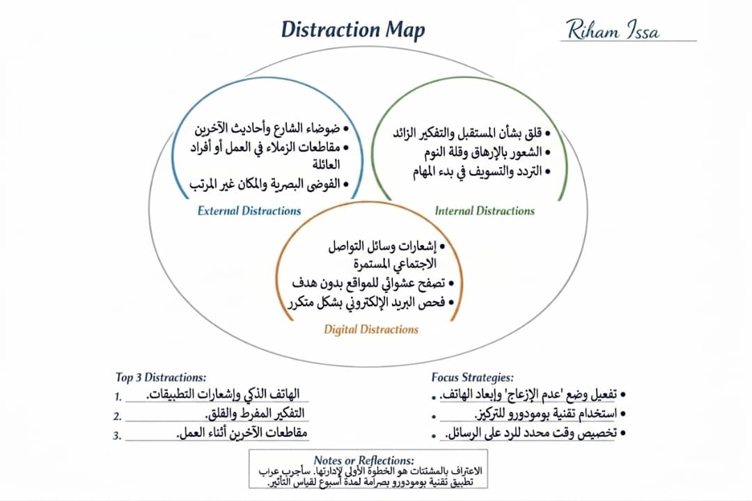 تمرين اكتشاف المشتتات اليومية | تطبيق احد العملاء