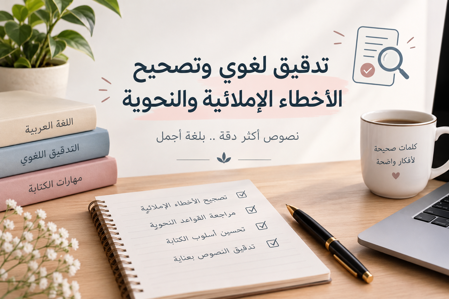 تدقيق لغوي وتصحيح الأخطاء الإملائية والنحوية